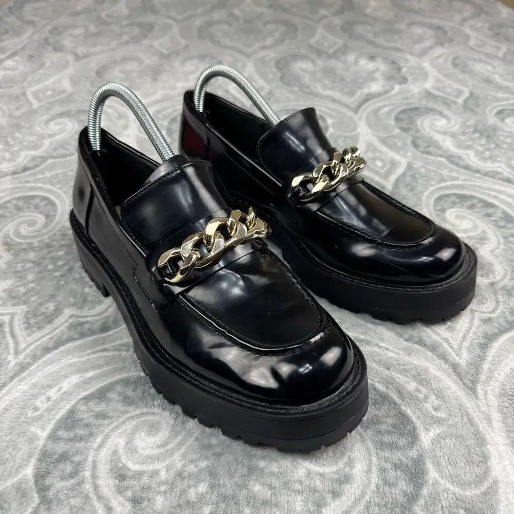 Womens Zara Low Heel Chain Loafers - Picture 2 of 8